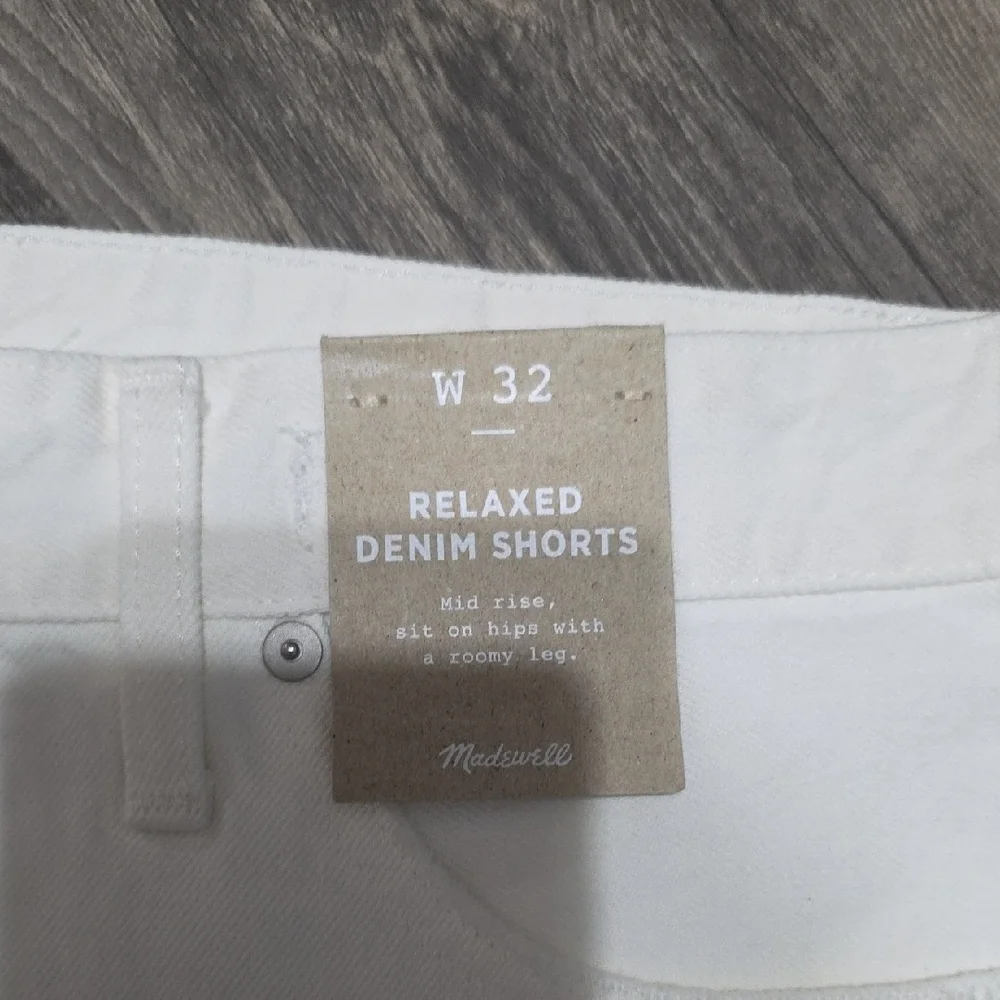 NWT Madewell White Raw-Hem Denim Cutoff Shorts - Women Size 32 - Picture 3 of 6